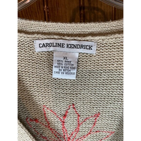 CAROLINE KENDRICK Women's Cardigan Sweater Beige Size XL - Picture 2 of 6